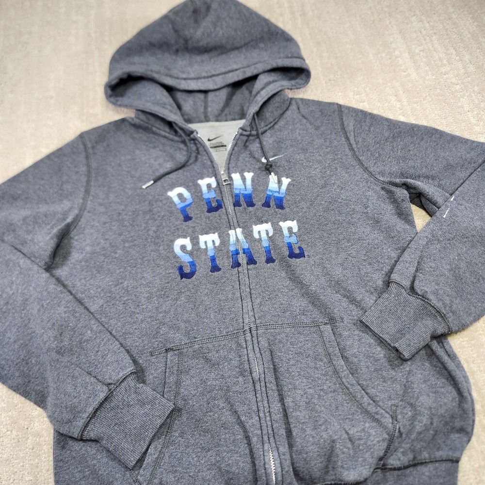 Penn State Nittany Lions Sweatshirt Women Large Nike Full Zip Club Fleece Gray